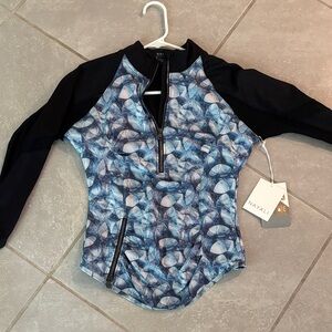 Nayali Blue and Black Patterned Top